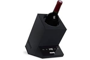 H.Koenig Rafraichisseur à Vin LVX26, Vin Blanc, Vin Rouge, Rosé, Champagne, Jusqu'à 9cm de Diamètre, Température Réglable de 5°C à 18°C, Contrôle Digital, Système Thermoélectrique, 72 W