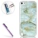 Produktbild iPod Toch 5 Hülle Mädchen,iPod Toch 5 Hülle Blume,iPod Toch 5 Hülle Transparent,iPod Touch 5 / 6 Silikon Hülle,EMAXELERS iPod Toch 5 Hülle Slim,iPod Touch 5 Hülle Clear Soft Bumper Case für iPod Toch 6,iPod Toch 5 Hülle Creative Marble Muster Flexible TPU Handytasche Rückseite Hülle Schale Etui für iPod Touch 5G/6G + 1 Stylus Pen + 1 pcs Tempered Glass Screen,Green Marble