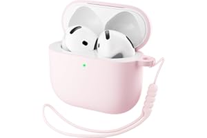 ORNARTO Compatible with Airpods 4 Case,Liquid Silicone Cover with Lanyard Hybrid Skin & Visible Front LED Protective Case for Airpods 4th Generation(2024)-Pink