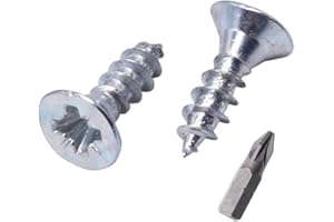 SKIR'CO (opakowanie 500 szt.) stal ocynkowana 3,5 x 13 mm srebrne śruby do drewna, Pozidriv z łbem stożkowym, śruby do płyt wiórowych, PZ w pełni gwintowane (500, 3,5 x 13 mm)