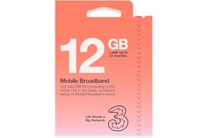 Three Mobile Pay As You Go Mobile Broadband 12 GB data SIM