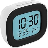 HOMVILLA Digital Alarm Clock Batteries Small Digital Alarm Clock with Light, Smart Alarm Clock with Temperature Date and Loud