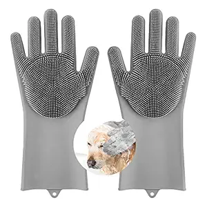 Noryika Pet Hair Removal Gloves, Magic Grooming Gloves, Bathing Shampoo Gloves Brush, Efficient Deshedding Glove, Heat Resistant Silicone with High Density Teeth for Cats & Dogs with Long & Short Fur