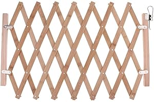 P Prettyia Wooden Folding Dog Stair Gate for Indoor, Swing Dog Gate, Foldable Pet Safety Gate Barrier Guard Door Fence for Small Dog Cat, 41x100cm