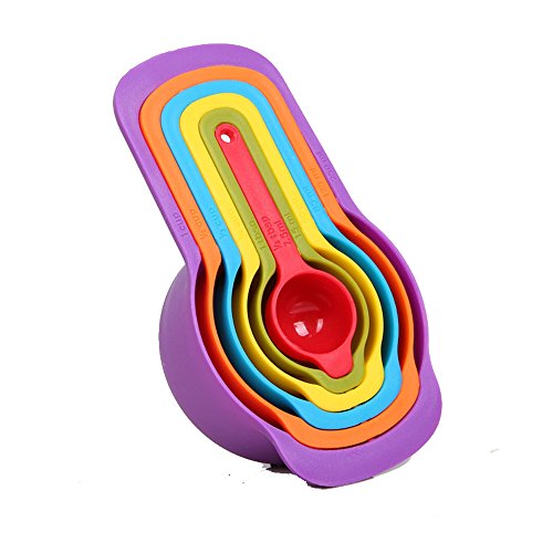 Neues Design Rainbow 6 PCS/1 SET Bunt Lebensmittelqualität PP Kunststoff stapelbar Messlöffel Cups Löffel Set Backen Küche DIY Tools - 3