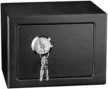 Alondy Large High Security Solid Steel Household Cash Jewelry Safety Box Key Lock (4.6L, Black(B))