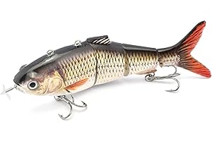 HUDHOWKS Esca da pesca – Robot Fishing Lures 5,5" con luce LED ricaricabile tramite USB, 4 snodi, per auto, wobbling a lento affondamento