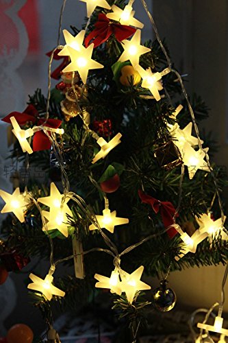 Uping Led Lichterkette Sterne 30er Batterienbetriebene für Party, Garten, Weihnachten, Halloween, Hochzeit, Beleuchtung Deko usw. 4,5M warm weiß - 4