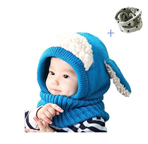 Malloom® 1PC Winter Baby Kids Girls Boys Warm Woolen Coif Hood Scarf Caps Hats (Blue)