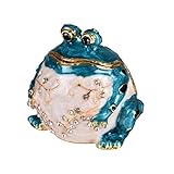 micg hecho a mano azul caja de grasa rana, anillos de boda soporte Animal figura coleccionable...