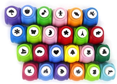 Super44day Mini Paper Craft Punch Set Card Scrapbooking Engraving Kid Cut DIY Handmade Paper Hole Puncher Kit for Festival Papers /Scrapbook/Greeting Carddiy Photo Album Random Cutting Shape Set of 24 (Mini, 24pcs)