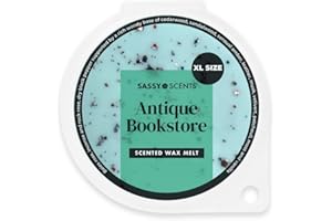 SASSY SCENTS Sassy Shop Wax - Scented Wax Melt, Antique Bookstore - Organic Soy Blend Wax Melts - Luxurious, Long-Lasting Fragrances for Any Living Space - Vegan Friendly, XL Size 70g