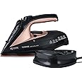Tower T22008RG CeraGlide Cordless Steam Iron with Ceramic Soleplate and Variable Steam Function, Black and Rose Gold