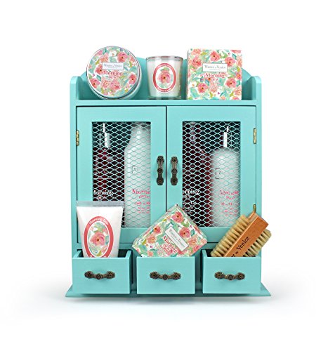 Winter in Venice Morning Dew Heritage Cabinet - Luxurious Toiletries infused with Natural Fruit and Plant Extracts packed in a Reusable Wooden Cabinet. Award Winning and Best Selling Bath Gift Set