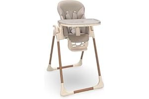 Venture Flare High Chair – Adjustable Highchair with Reclining Seat, Foldable Baby High Chair with Removable Tray & Dishwasher-Safe Liner, Compact Space-Saving Design, 6 Months to 3 Years - Beige