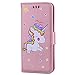 Produktbild Samsung Galaxy S8 Hülle, Chreey (Unicorn) Niedlich [Regenbogen Einhorn] Glitzer Handyhülle Premium PU Leder Tasche Flip Wallet Cover mit Standfunktion Kartenfach Schutzhülle [Rosa]