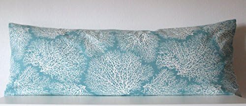 Body pillow cover - Blue - Off White - Nautical - Corals - Ariel Ocean - 20x54 - Decorative - Body pillow case