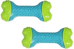 KONG CoreStrength Bone zabawka do żucia dla psa, trwała, wielowarstwowa zabawka dla psa z teksturowanym korpusem do czyszczenia zębów, 2 sztuki, rozmiar S/M