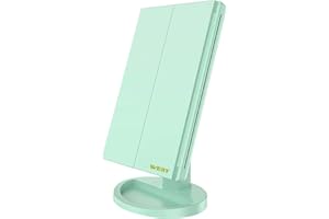 WEILY Espejo de Maquillaje Iluminado, 1x/2x/3x de Aumento con Pantalla táctil de 36 LED y Carga USB, Soporte Ajustable de 180 Grados para Espejo de Maquillaje cosmético de encimera(Verde)