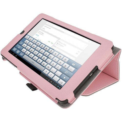 igadgitz Rosa PU Ledertasche Hülle Folie Cover für Asus MeMO Pad ME172V 7″ Tablet mit Multi Winkelbetrachtung Stand + Stylus Schift Halter + Displayschutzfolie - 6