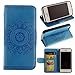 Produktbild Hülle für iPhone 5S,Case für iPhone 5,iPhone 5S Handyhülle Leder Wallet Case,YingC-T Elegant Malerei Mandala Blume Blau Muster Handytasche iPhone 5 5S SE Schutzhülle Leder Bookstyle Brieftasche Ständer Stand Hülle mit Karte Halterung Magnetverschluss Extra Dünn Tasche Premium Design Klapphülle Flip Schutz Schale Hülle Etui Cover für Apple iPhone 5/SE/5S