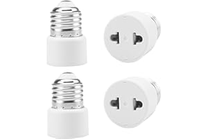 Powice 4 Stücke E27 Adapter Steckdose, Lampenfassung E27, Glühbirnen-Steckdosen-Adapter E27, E27 Fassung zum Anschrauben für Veranda Garage Kamera Terrasse, 2-Polig, Weiß