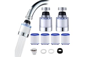 ASANMU Filtre Robinet Anti Calcaire, Filtre à Robinet Rotatif à 360° Filtre Robinet de Cuisine Filtre Anti Calcaire Robinet Purificateur Eau Robinet Élément Filtrant pour Cuisine Maison Salle de Bain