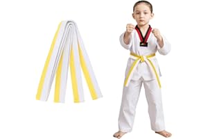 COYUN 1 pcs 160cm Weiß und Gelb Taekwondo-Gürtel, Judo gürtel Judo Karate Gürtel Belt Kampfkunst Karate Judo Taekwondo Belts Professioneller Karate Aikido Belt für Kinder Erwachsene Kampfsportgürtel