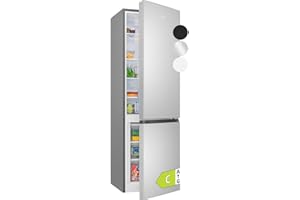 Bomann® Kühlschrank mit Gefrierfach | Energieklasse C | 180cm | Kühl Gefrierkombination leise 36 dB | 4 Ablagen & 3 Schubladen | Türanschlag wechselbar | 268L Kühlgefrierkombi | KG 7353 inox