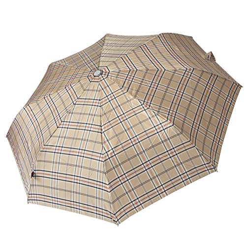Preisvergleich Produktbild Regenschirm Taschenschirm Damen Herren Knirps Karo braun