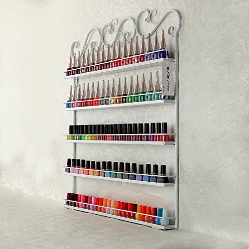 Wandregal mit 5 Ablagen für Nagellack oder ätherische Öle, hält 100 Flaschen Nagellack, zur Selbstmontage, weiß