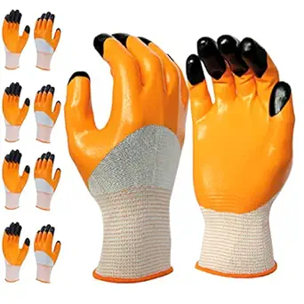 IRONSTAY Heavy duty reusable Full Nitrile Coated work safety gloves for Industrial Gardening Agricultural Cleaning Gloves 5 Pair