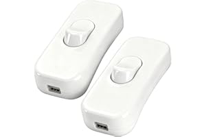 Powice 2X Zwischenschalter,Schnurschalter,Schalter 230V,Kabelschalter,Geeignet für 1 Adrige Netzkabel und Kleingeräte oder Leuchten Kippschalter,Weiß