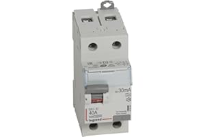 Legrand 411555 Interrupteur différentiel DX³-ID arrivée haute et départ bas à vis, 2P, 230V, 40A typeA, 30mA, 2 modules