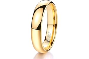 Zakk Bague Hommes Femme en Or poli Tungstène Alliance Bague Mariage de fiançailles Promesse Anneaux 2mm 4mm 6mm 8mm Taille 47-75