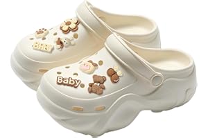 NHQZ Zoccoli per ragazze e bambini Scarpe da giardino Antiscivolo Anti-Odore Traspirante Scarpe da Spiaggia Con Clip Charms，EU38