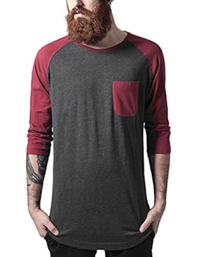 Urban Classics Herren T-Shirt Long Raglan 3/4 Sleeve Pocket Tee