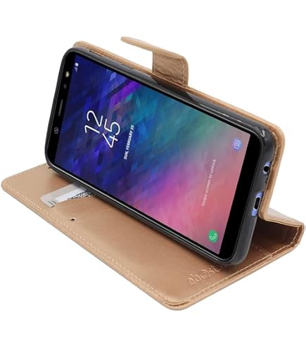 Xinyunew Cover Per Samsung Galaxy A6 Plus 2018 – Custodia Portafoglio In Pelle PU Con 2 Slot Carte E Portamonete – Chiusura Magnetica E Supporto Orizzontale – Nero