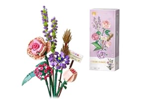 FUN4KID Juego construcción de ramo de flores de mini ladrillos, bloques de construcción de flores artificiales, decoración del hogar, colección botánica creativa de 547 piezas para regalo de 8 a 12 años edad…