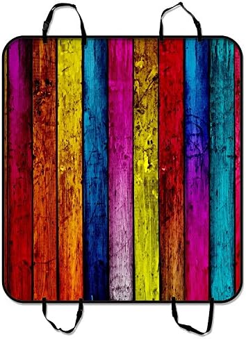 Custom Classic Retro Colorful Wood Stripes Pet Seat Cover Car Seat Cover for Pets Cargo Mats and Hammocks for Cars Trucks and SUVs 54x60 inches