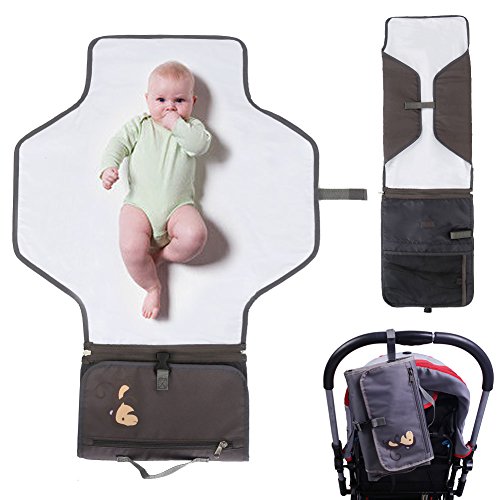 Portable Changing Mat - IntiPal Baby Nappy Changing Pad - Diaper Changing Mats - Waterproof Zipper Stroller Diapers Storage Kit Station Clutch Purse for Travel Supermarket Park & Home