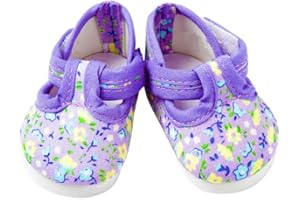FRILLY LILY Lilac Flower Dolly Doodle Shoes small size 6 x 3.5 cm.TO FIT DOLLS SUCH AS 43 CM BABY BORN AND TINY TEARS