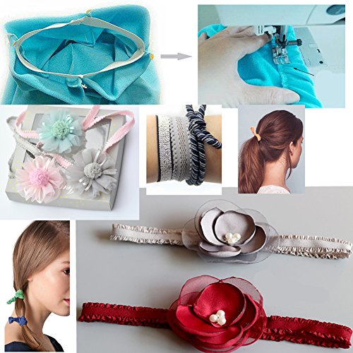 Ewparts 20 Yards * 15mm die Gummilitze Gummibänder Bunte Stretch Elastische Schnur Multifunktionsleiste für Mädchen Pferdeschwanzhalter Haar Krawatten Hairbands Nähmaterial - 2