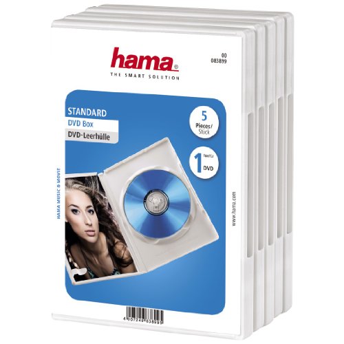 Hama DVD-Hüllen 5er-Pack (auch passend für CDs und Blu-rays) mit Folie zum Einstecken des Covers, weiß