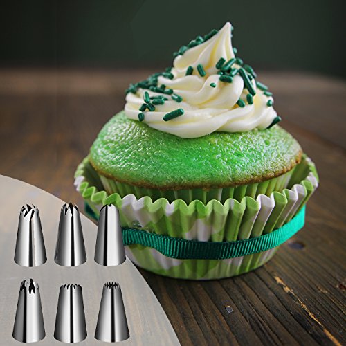 Newcomdigi Torten Tüllen Garniertüllen Russische Spritztüllen Blütenblätter Tortenspritze Deko 9 tlg Set mit Silikongebäckbeutel - 5