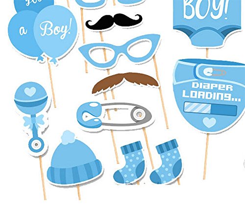 CAOLATOR 25 Stücke Fotorequisiten Fotoaccessoires Masken Fotorequisiten Baby Junge Partydekoration (Windeln, Flaschen, Socken, Gläser, Luftballons, Bart) - 4