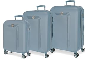 MOVOM Riga Set valigie Azzurro 55/70/80 cms Rigida ABS Chiusura a combinazione numerica 217L 4 doppie ruote Bagaglio a mano