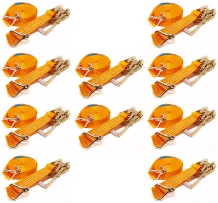 10 x Heavy Duty Ratchet Tie Down Strap 4m x 50mm 6.2 Ton