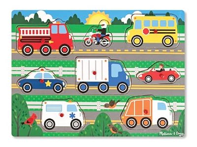 Melissa & Doug - 19051 - Puzzle En Bois À Boutons - Véhicules
