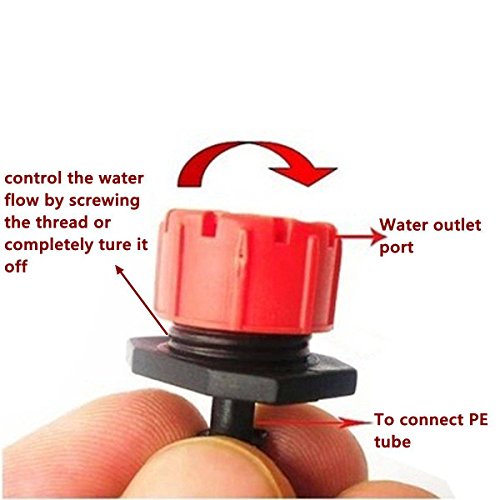 KING DO WAY 100tlg Bewaesserung Micro-Drip Tropfer Regulierbar Endtropfer Wasserspender 1/4“ - 4